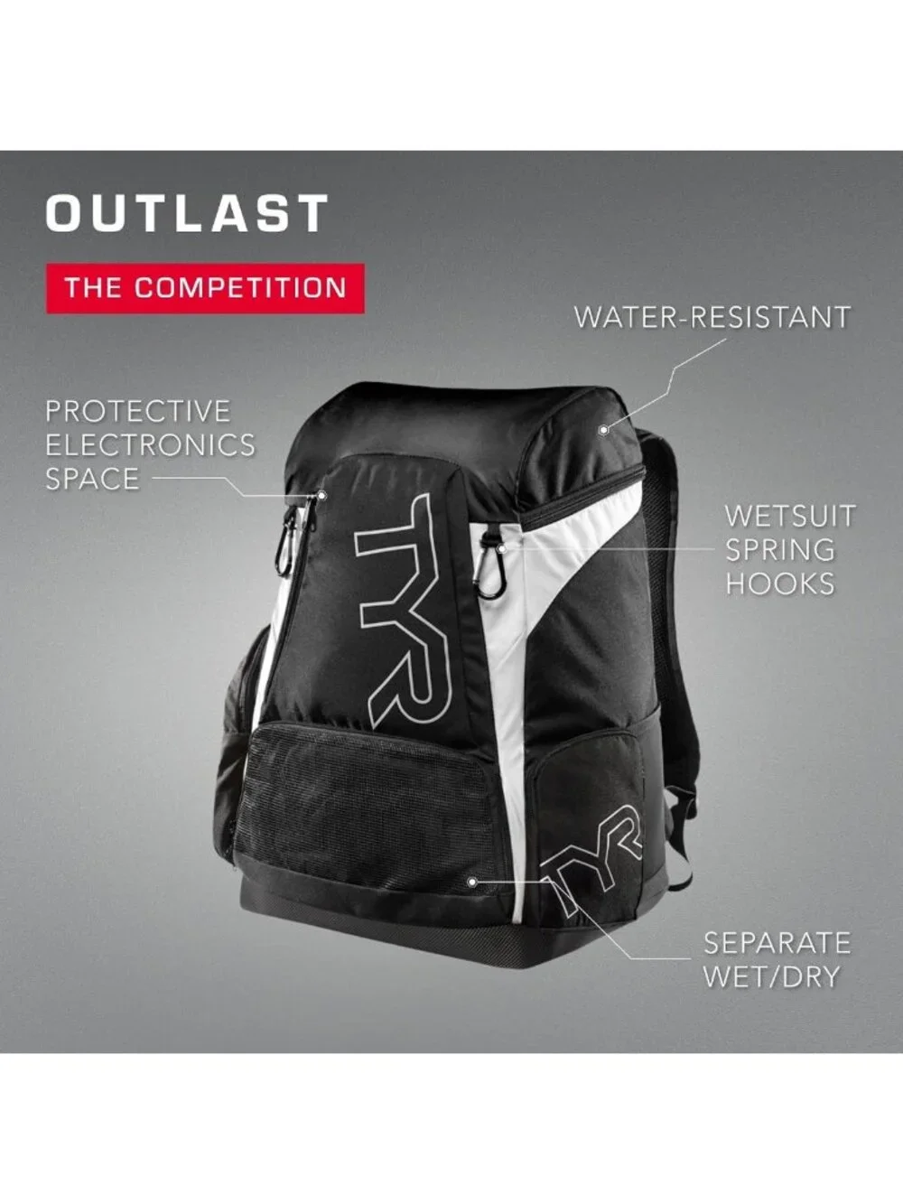 Versatile Wet/Dry Athletic Backpack for Gym & Pool - 45L, Ergonomic